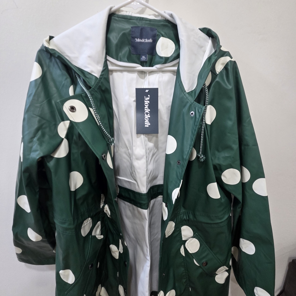 Modcloth Green and White Polka Dot Jacket - Picture 2 of 8